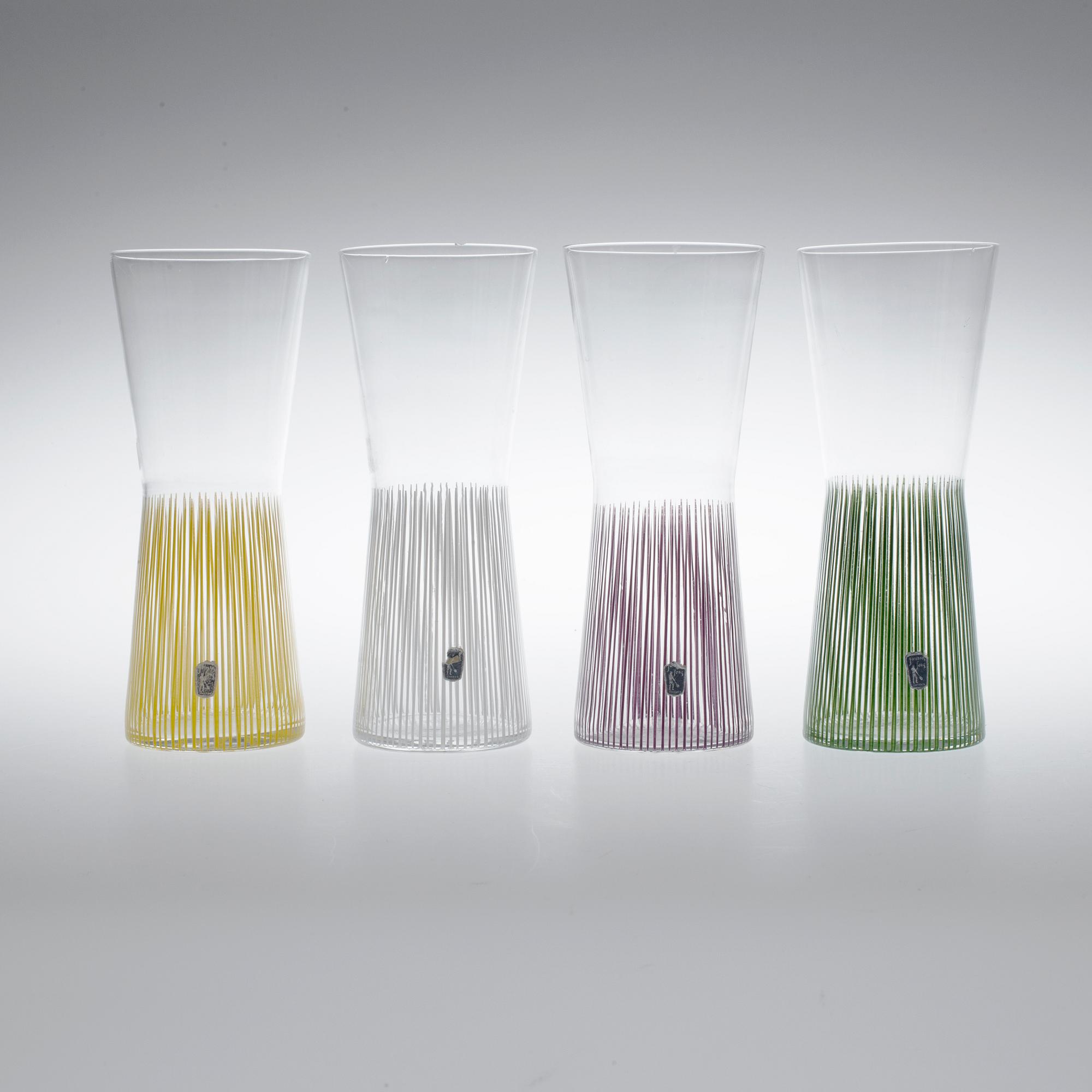 GLAS, KARAFF OCH SKÅL, 14 delar, glas, "Stripe", Bengt Orup, Johansfors.