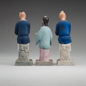 Three Russian bisquit Chinoiserie figures, late 19th Century.