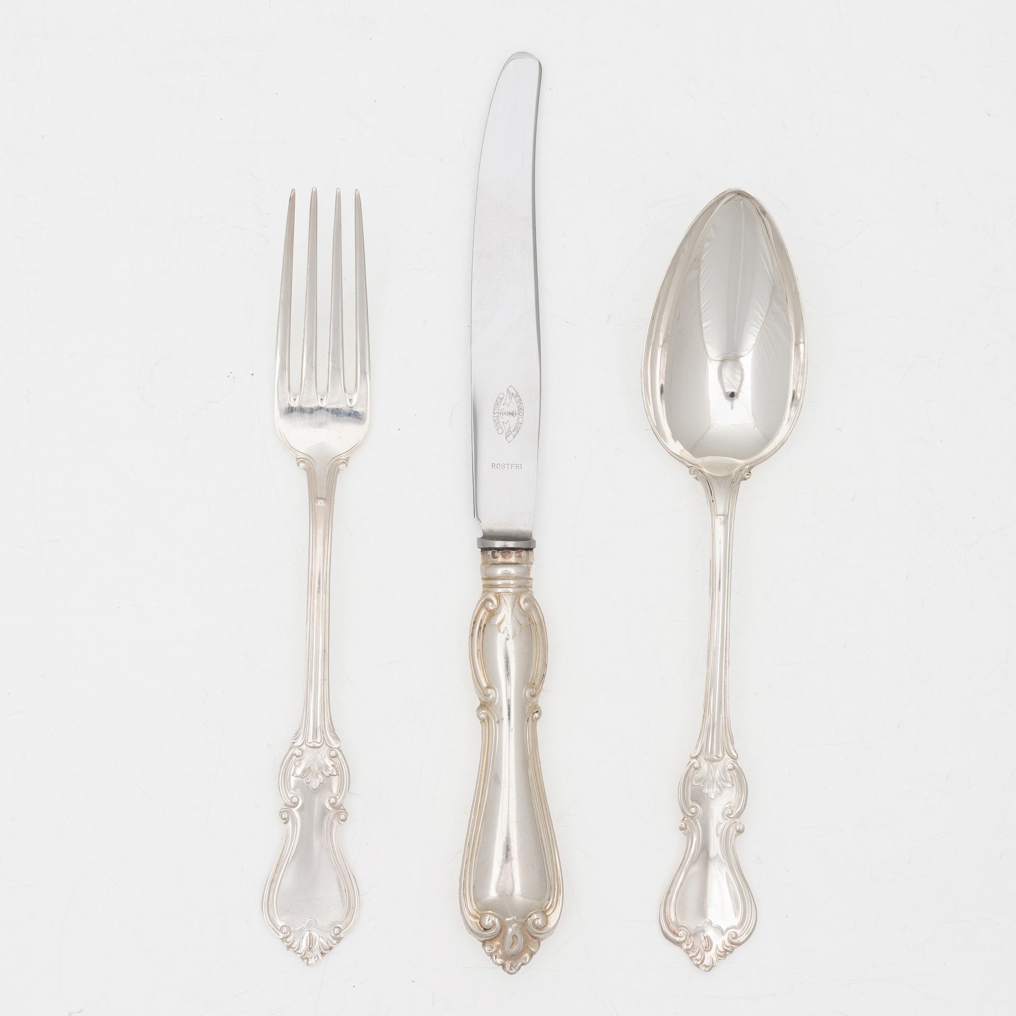 C.G. Hallberg, bestickuppsättning, 36 delar, silver, Stockholm 1951-1952.