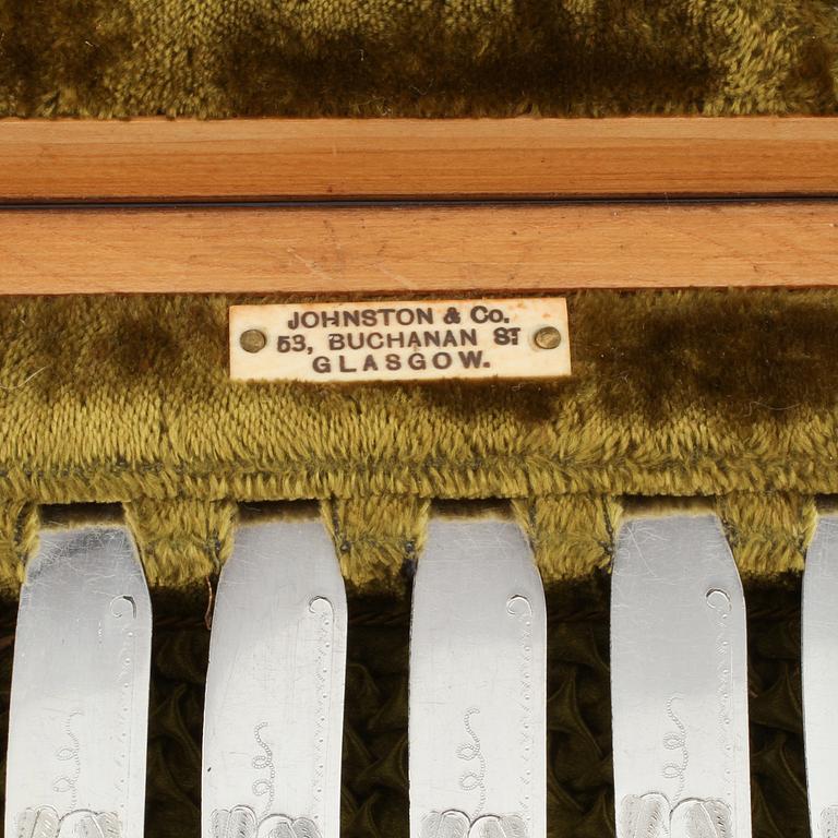 FISKBESTICK, pläter, Johnston & Co, Glasgow, Storbritannien, tidigt 1900-tal.