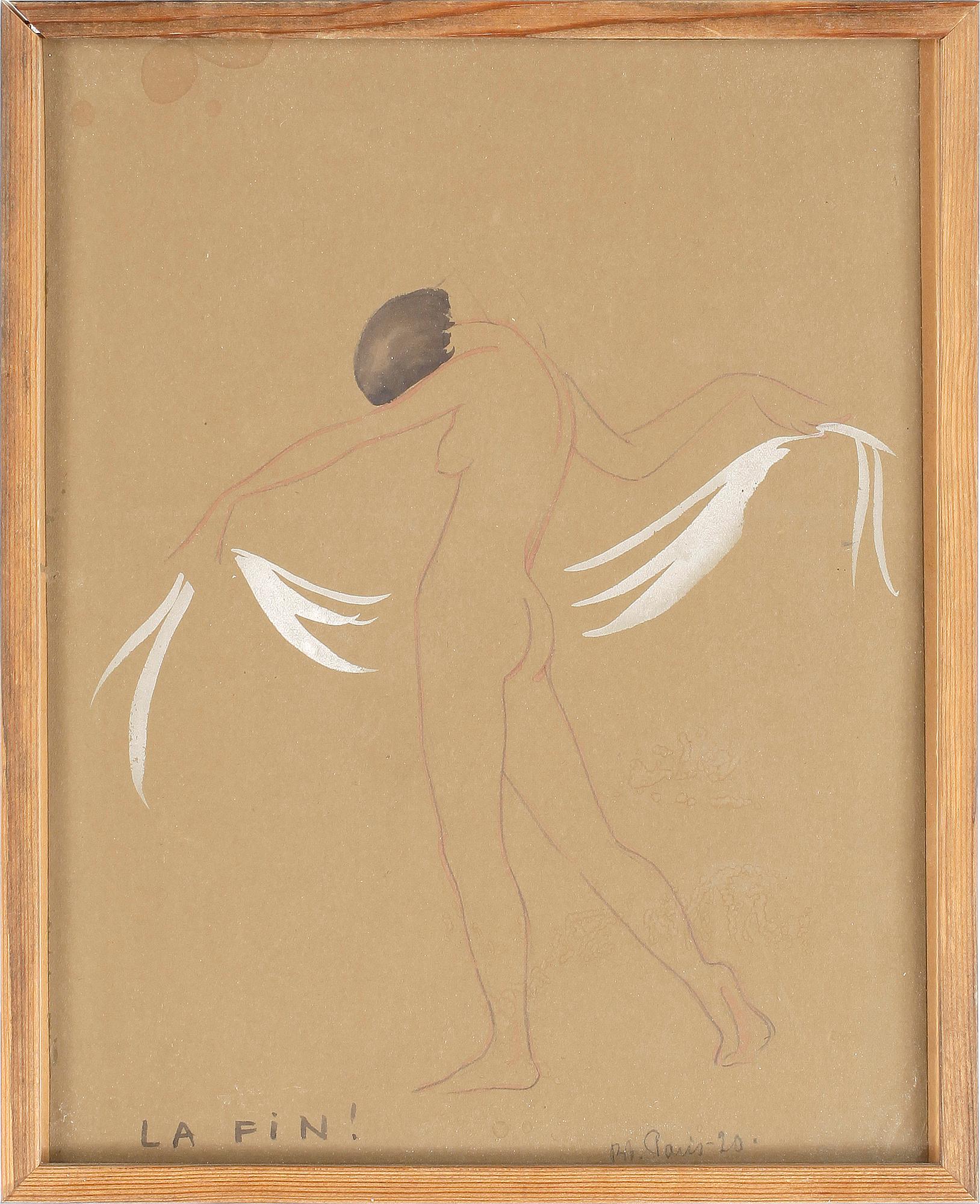 BRITA NORDENCREUTZ, Blandteknik på papp-pannå, sign BN o dat Paris -20.