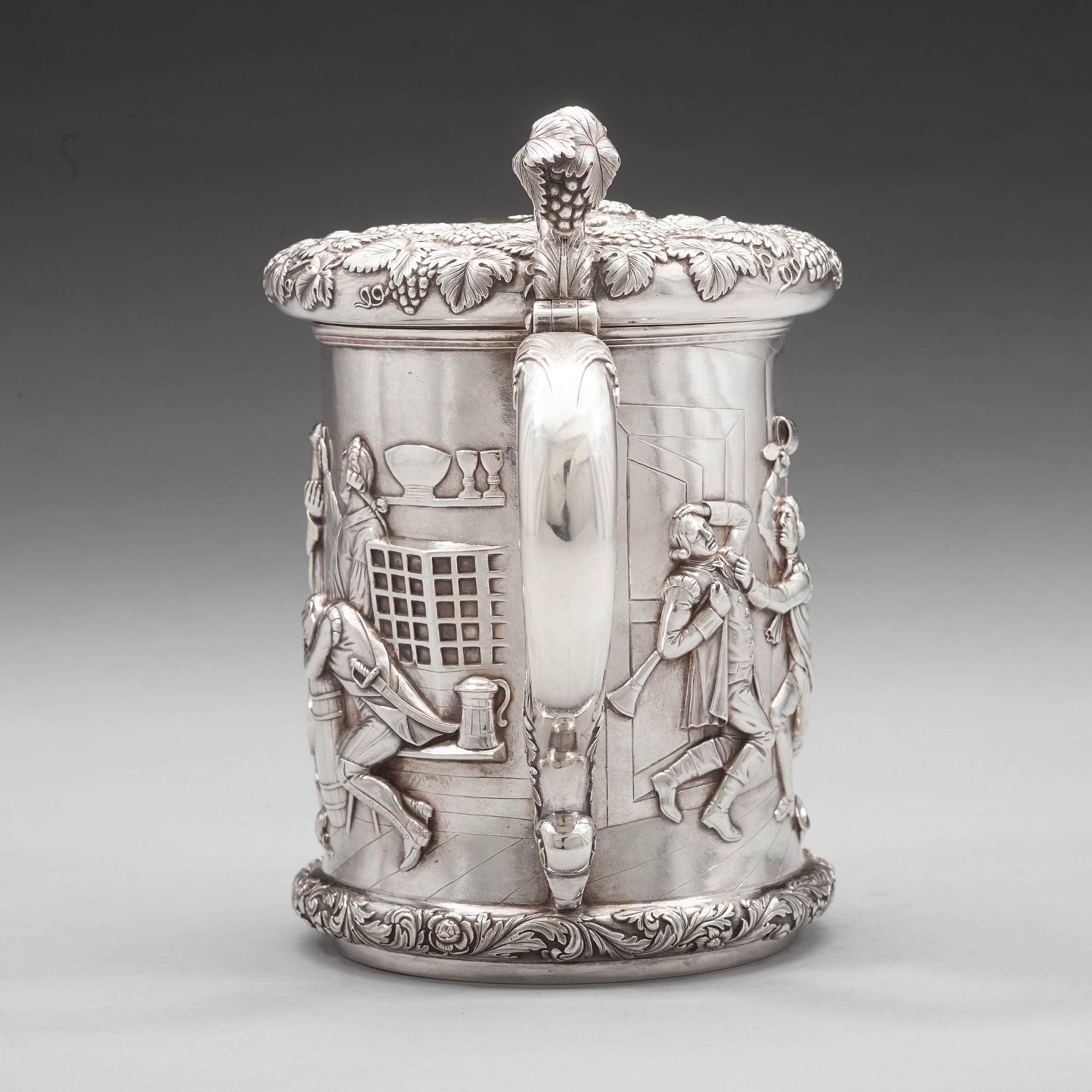 A Swedish 19th century parcel-gilt tankard, mark of Gustaf Folcker, Stockholm 1847.