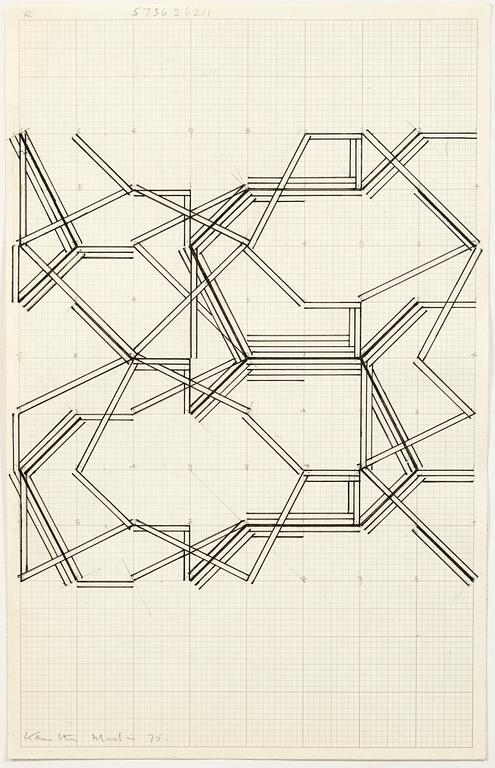 Kenneth Martin, mixed media on paper, 3 pcs, signed and dated -75.