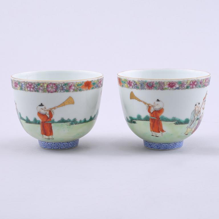 KOPPAR, ett par, porslin, Kina, republik (1912–1949).