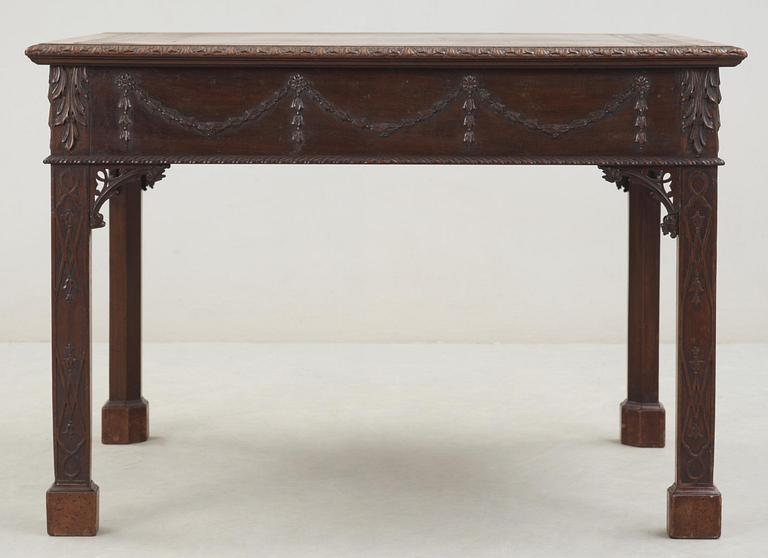 An English 18th century mahogany library table in the manner of Thomas Chippendale.
