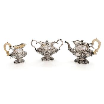 Teservis, 3 delar, silver, Moskva 1848. Oidentifierad mästare, kyrilliskt IL.