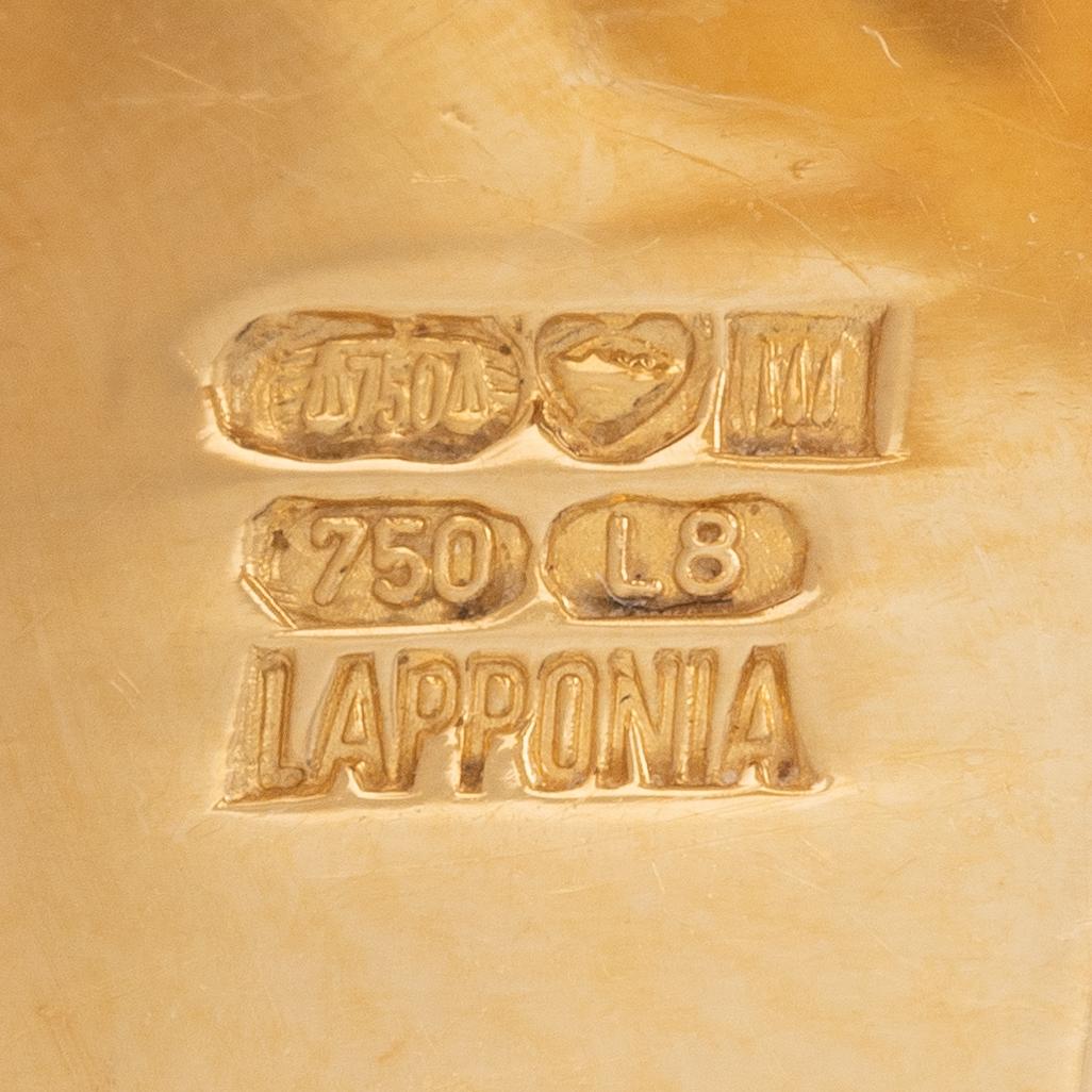 Lapponia, a pair of earrings, 18K gold with white metal likely platinum, Finland 1988.