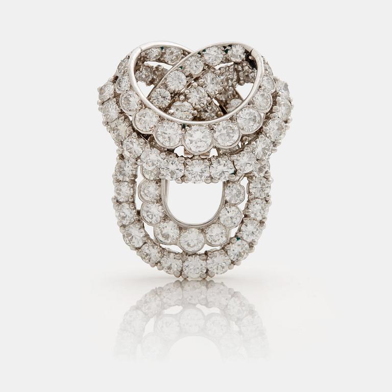 CARTIER, brosch/klädclip, med briljantslipade diamanter ca 2.98 ct, ca 1940/50-tal.