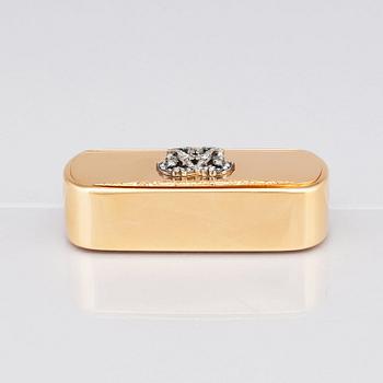 Gustaf Möllenborg, dosa, 18 K guld, rosenslipade diamanter, Stockholm 1877.