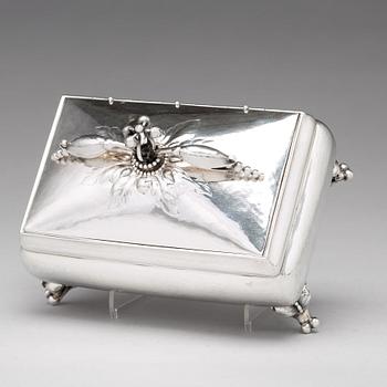 Georg Jensen, an 830/1000 silver box executed in Copenhagen 1919-21, design nr 156 C,