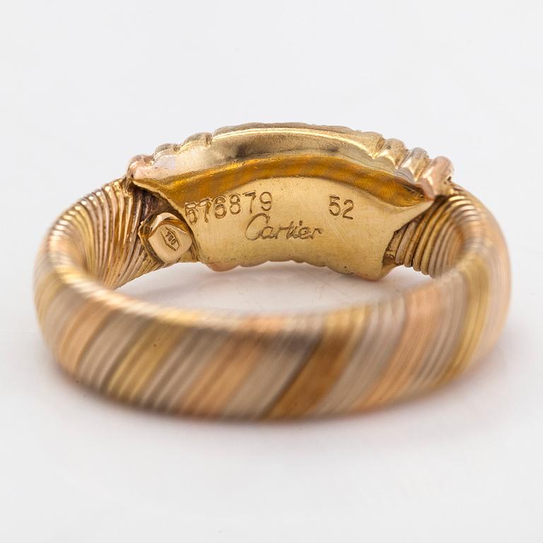 Cartier, an18K tri-colour gold ring, with brilliant-cut diamonds.