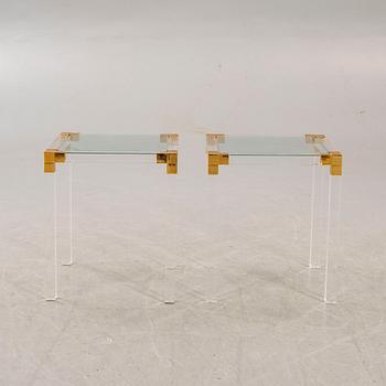 A pair of late 20th century plexi and glass side tables.