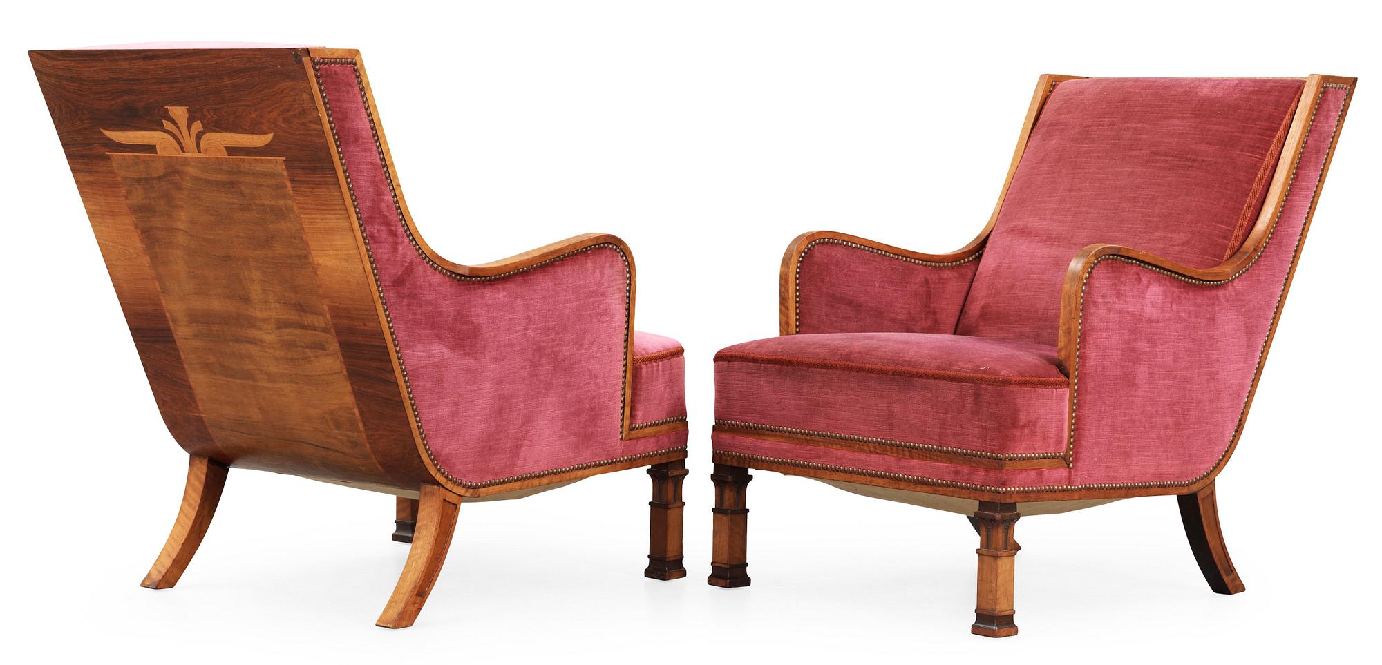 A pair of Eric Chambert armchairs, Chamberts Möbelfabrik Norrköping 1930's.