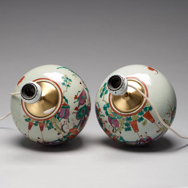 Two Chinese famille rose jars, circa 1900.