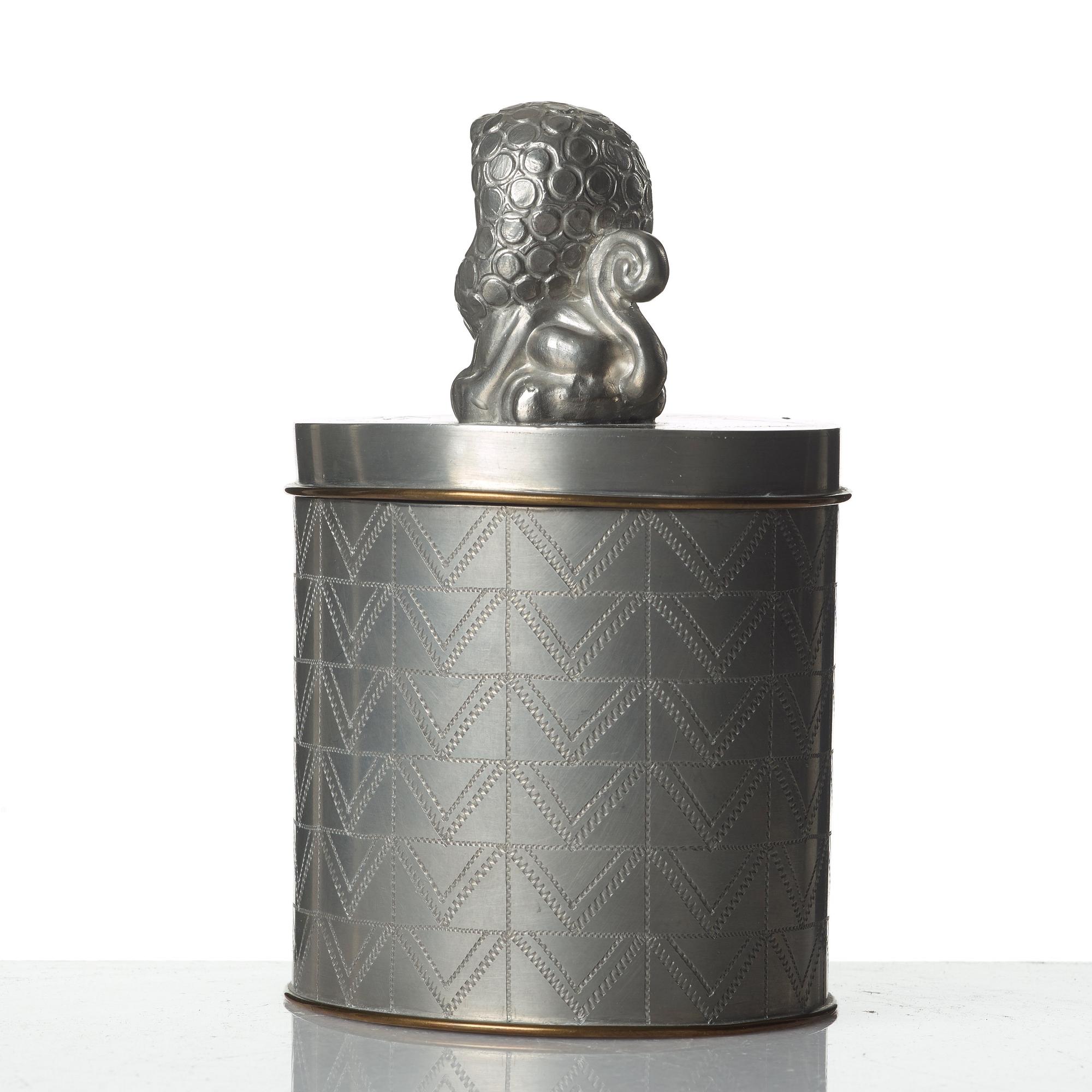 Anna Petrus, & Estrid Ericson, a pewter cigar box with cover by Svenskt Tenn, Stockholm 1928.
