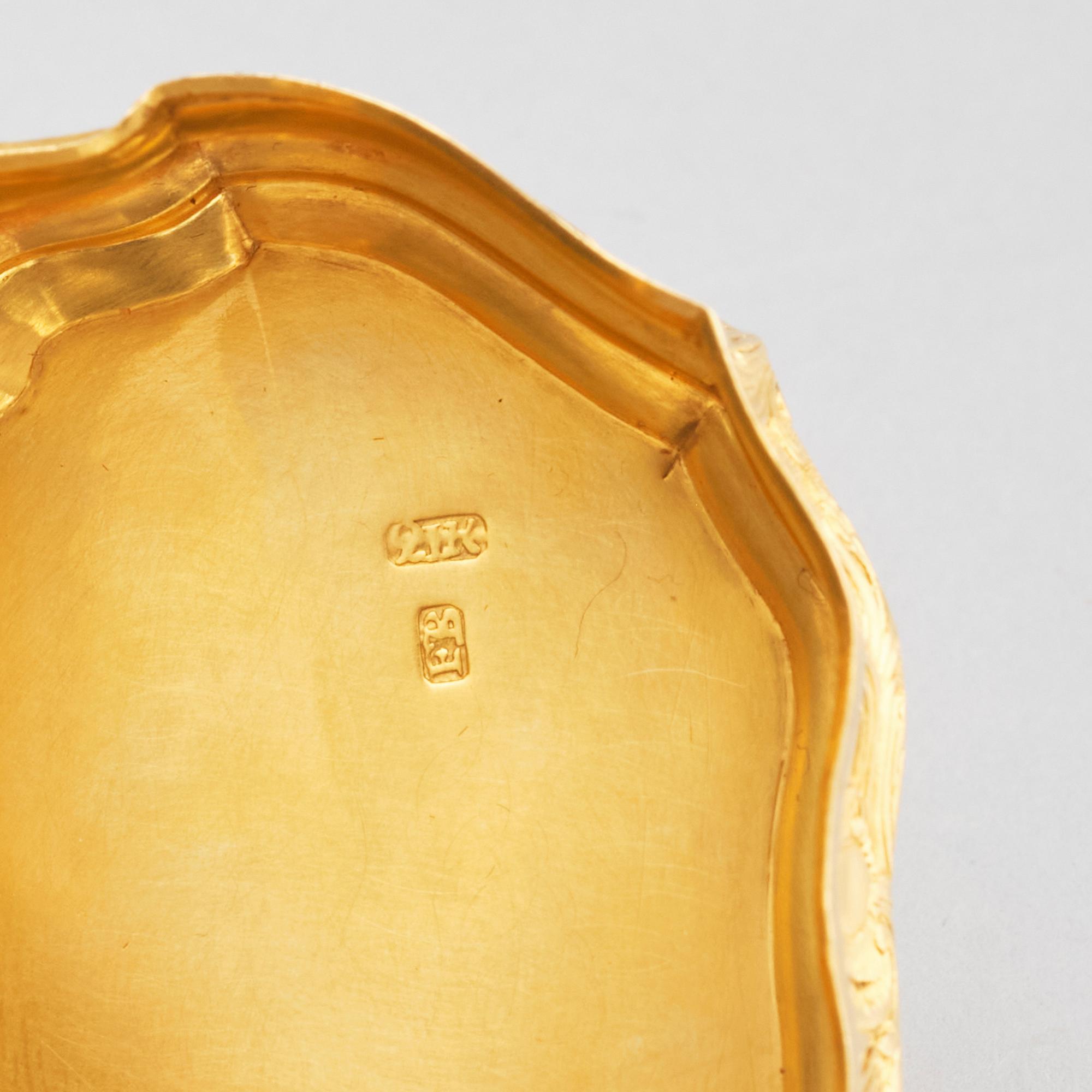 Frantz Bergs, dosa, guld, (verksam i Stockholm 1725-1777), 1700-talets mitt. Rokoko.