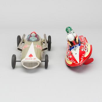 TWO MECHANICAL TIN TOYS, ONE BANDI "GOLDEN-JET 18" JAPAN.