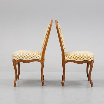 Stolar, ett par, fransk rokokostil, 1800-talets slut.