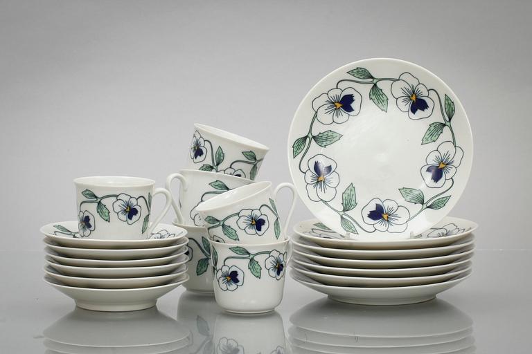 KAFFESERVIS, 12 delar, porslin, "Sylvia", Rörstrand. 1976-1982.