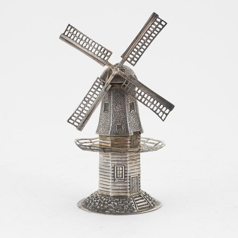 A Dutch silver windmill figurine, 1912.