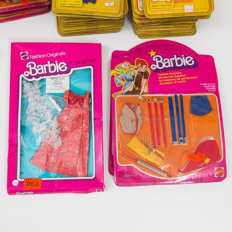 A lot of fashion 63 sets for Barbie, Ken and Skipper, Mattel, 1970/80s.