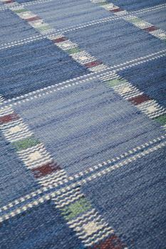 Barbro Nilsson, A CARPET, "Falurutan blå", flat weave, ca 235,5 x 164 cm, signed AB MMF BN.