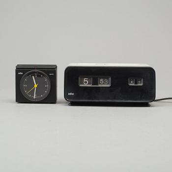 DIETER RAMS & DIETRICH LUBS, väckarklockor, 2st., Braun 1970-tal.