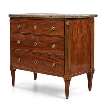 A late Gustavian mahogany commode, Stockholm, late 18th century.
