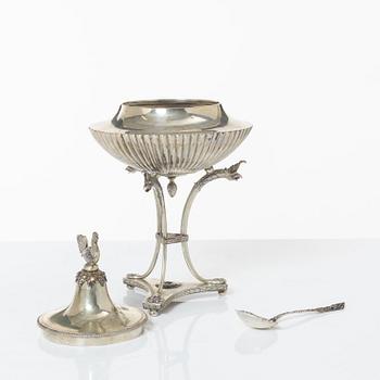 Adolf Zethelius, sockerskål med lock, silver, Stockholm 1813. Empire.