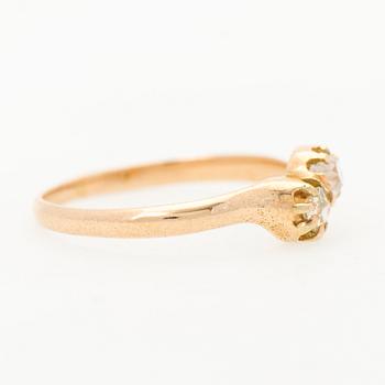 RING, gammalslipade diamanter, 14K (56) guld. Ryssland.