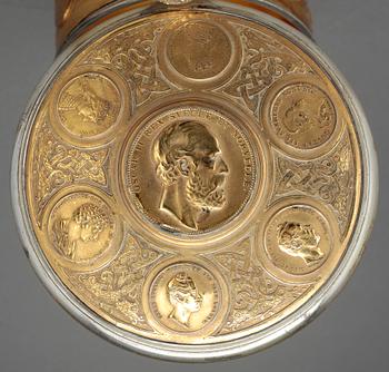 DRYCKESKANNA, nysilver, barockstil, GAB, Stockholm, sannolikt tidigt 1900-tal.