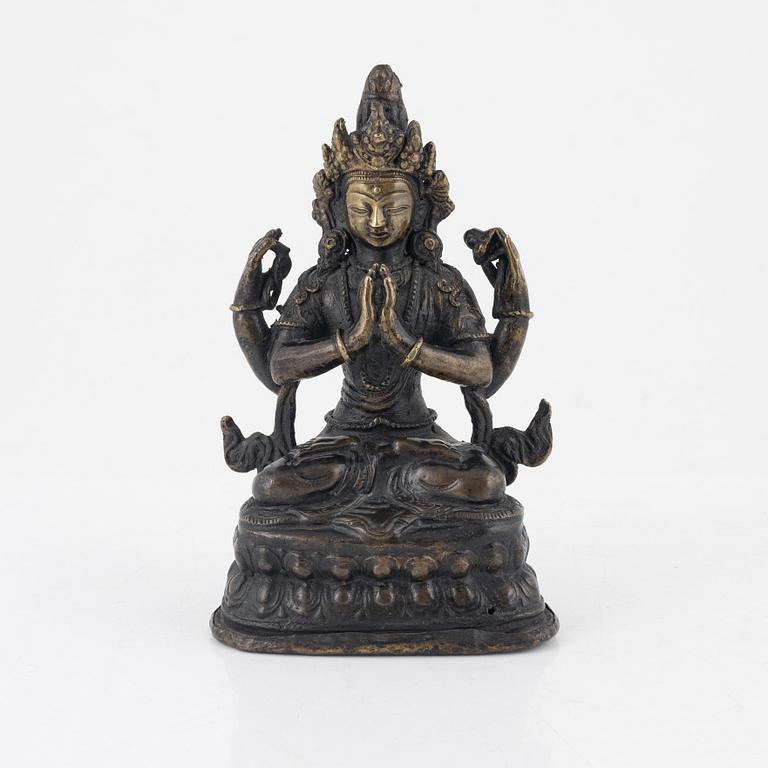 Avalokiteshvara, copper, Nepal/China, 20th century.
