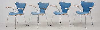 STOLAR, 4 stycken, "Sjuan", Arne Jacobsen, Fritz Hansen.