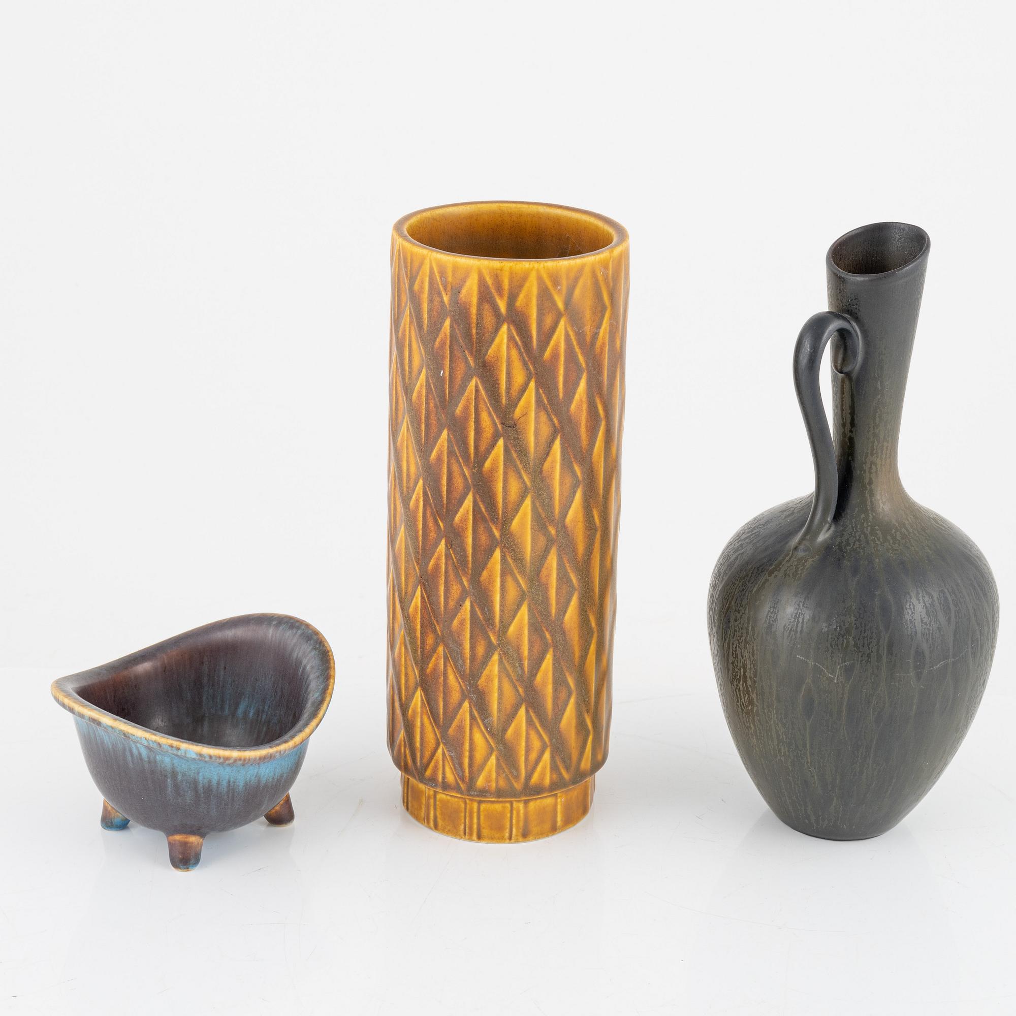 Gunnar Nylund, vase, bowl, jug, stoneware, Rörstrand.