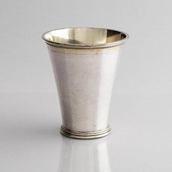 Abraham Wirgman, bägare, silver, Göteborg 1714. Senbarock.
