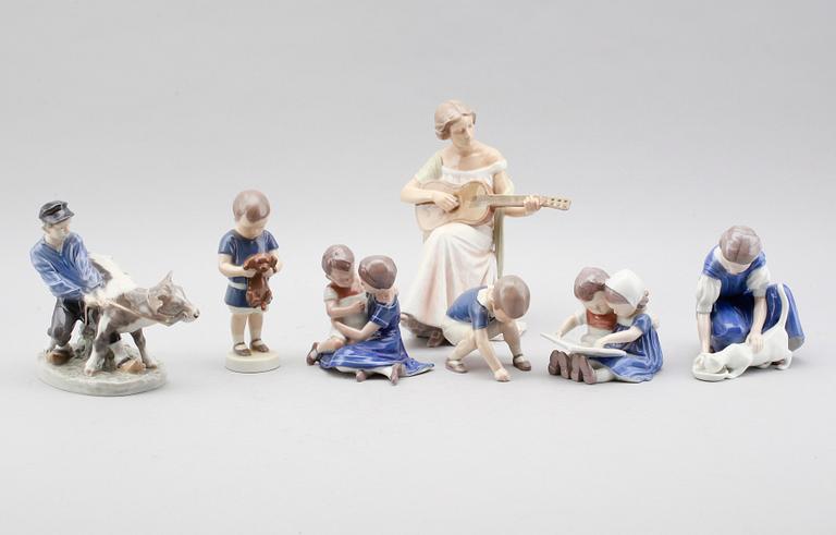 FIGURINER, 7 st, porslin, Bing & Gröndal, Danmark.