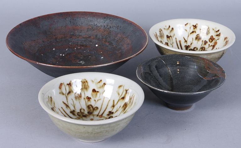 SKÅLAR, 4 st, stengods, Carl Harry Stålhane.