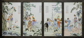 A group of four Chinese porcelain placques, Republic, early 20th century.