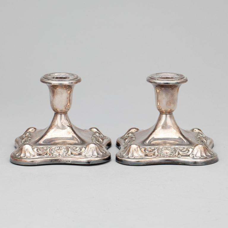 LJUSSTAKAR, ett par, silver, Norge 1900-tal.
