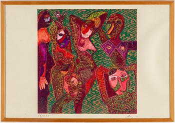 Enrico Baj, silkscreen with application. Signed and numbered 59/250.