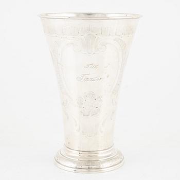 A Swedish 20th century silver beaker/vase, mark of C.G. Hallberg, Stockholm 1930.