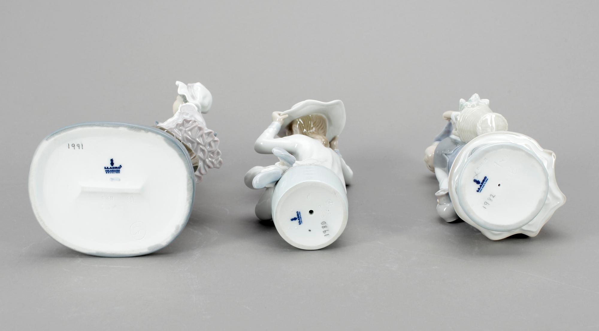 FIGURINER, 3 st, porslin, Lladro, Spanien, 1900-talets andra hälft.