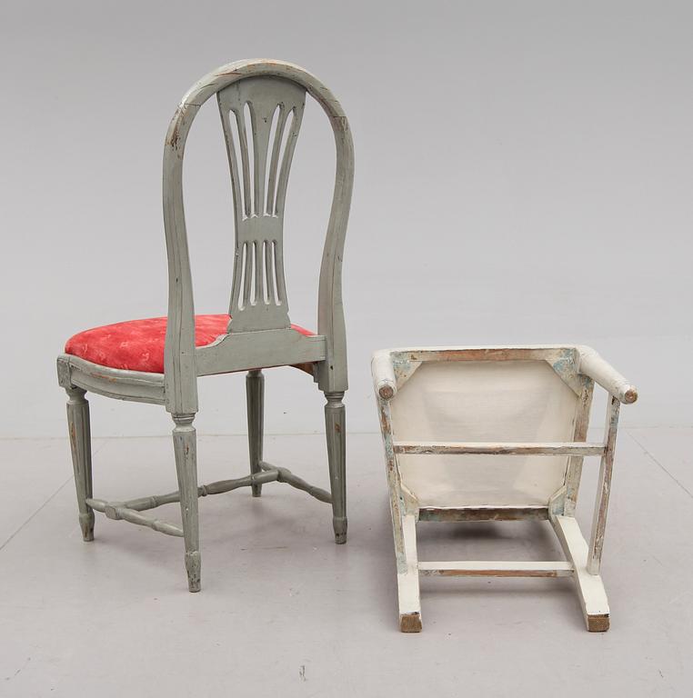 STOLAR, 2 st, gustaviansk stil, 1800-tal.