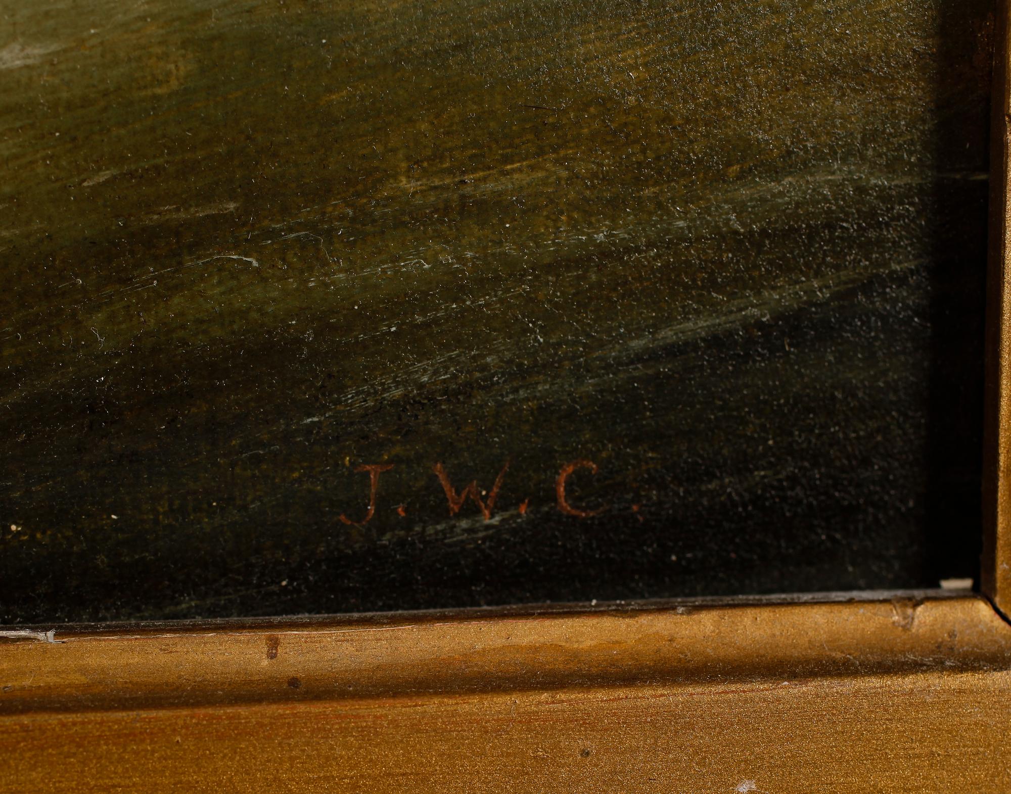 OKÄND KONSTNÄR, olja på pannå, signerad JWC, England, 1800-tal.