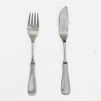 Eric Löfman, Fish cutlery, 24 pieces, silver, "Uppsala" pattern, KG Markströms Guldsmeds Ab, Lidköping, 1975.