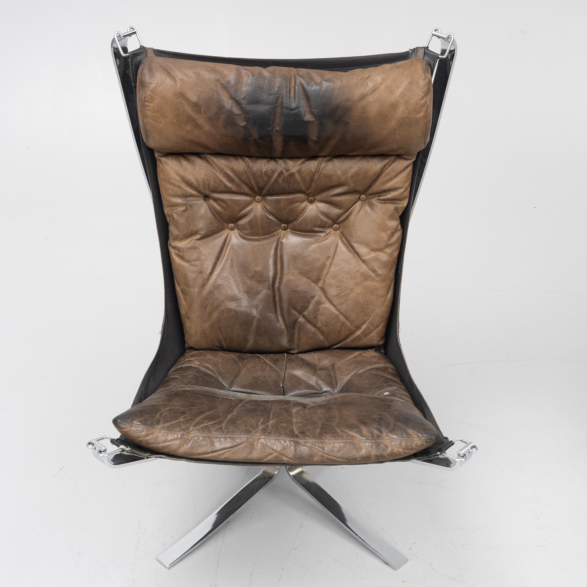 Sigurd Ressel, fåtöljer, ett par, "Falcon chair", Vatne Möbler, Norge, 1970-tal.