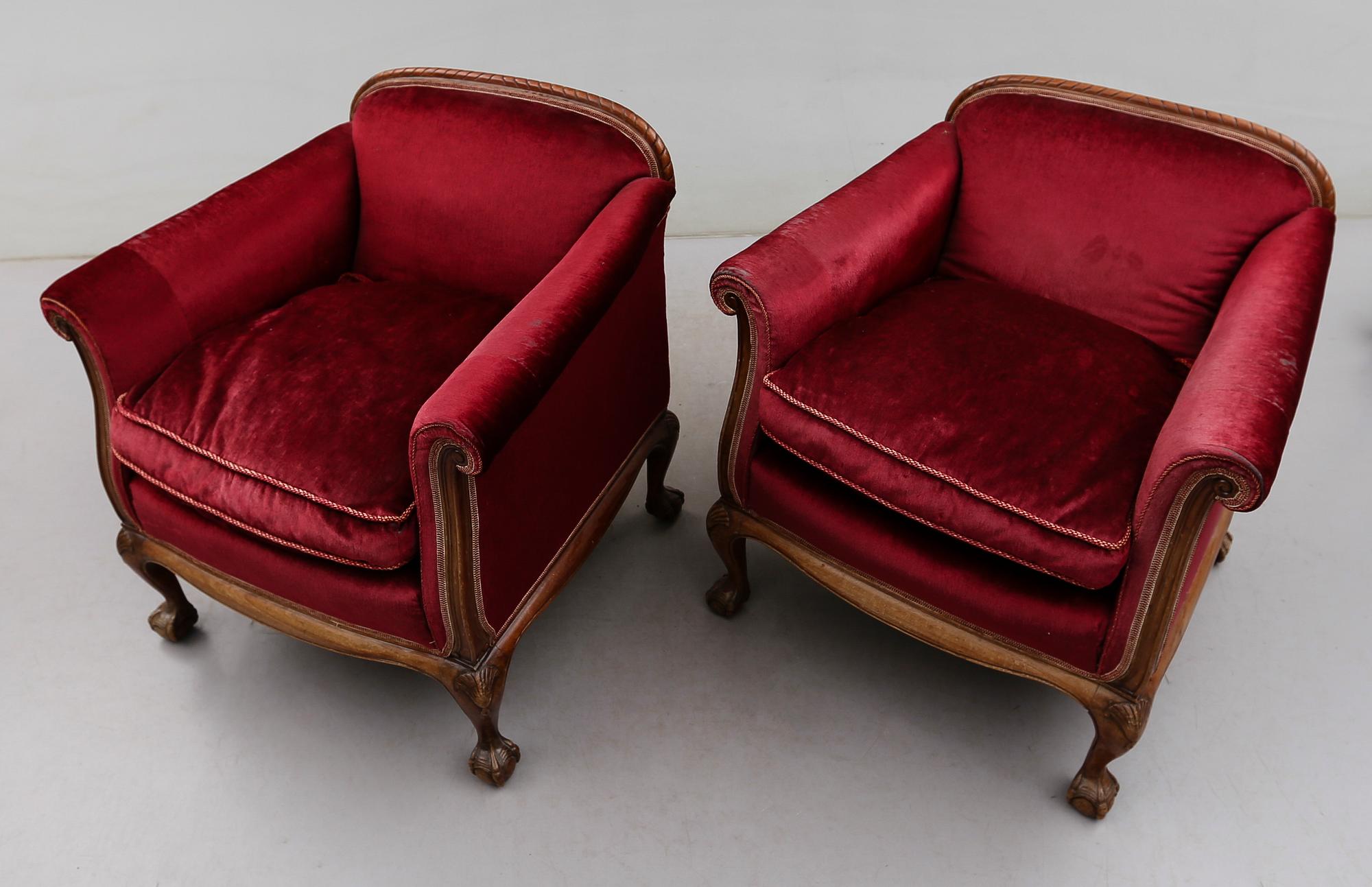 FÅTÖLJER, 1 par, 1900-talets första hälft.