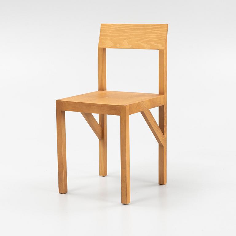 A signed stained pine 'Bracket Chair' by Frederik Gustav for Frama, Copenhagen 2023.