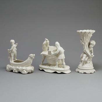 TWO PARIAN BOWLS AND A VAS, Gustafsberg and Rörstrand, ca 1900.