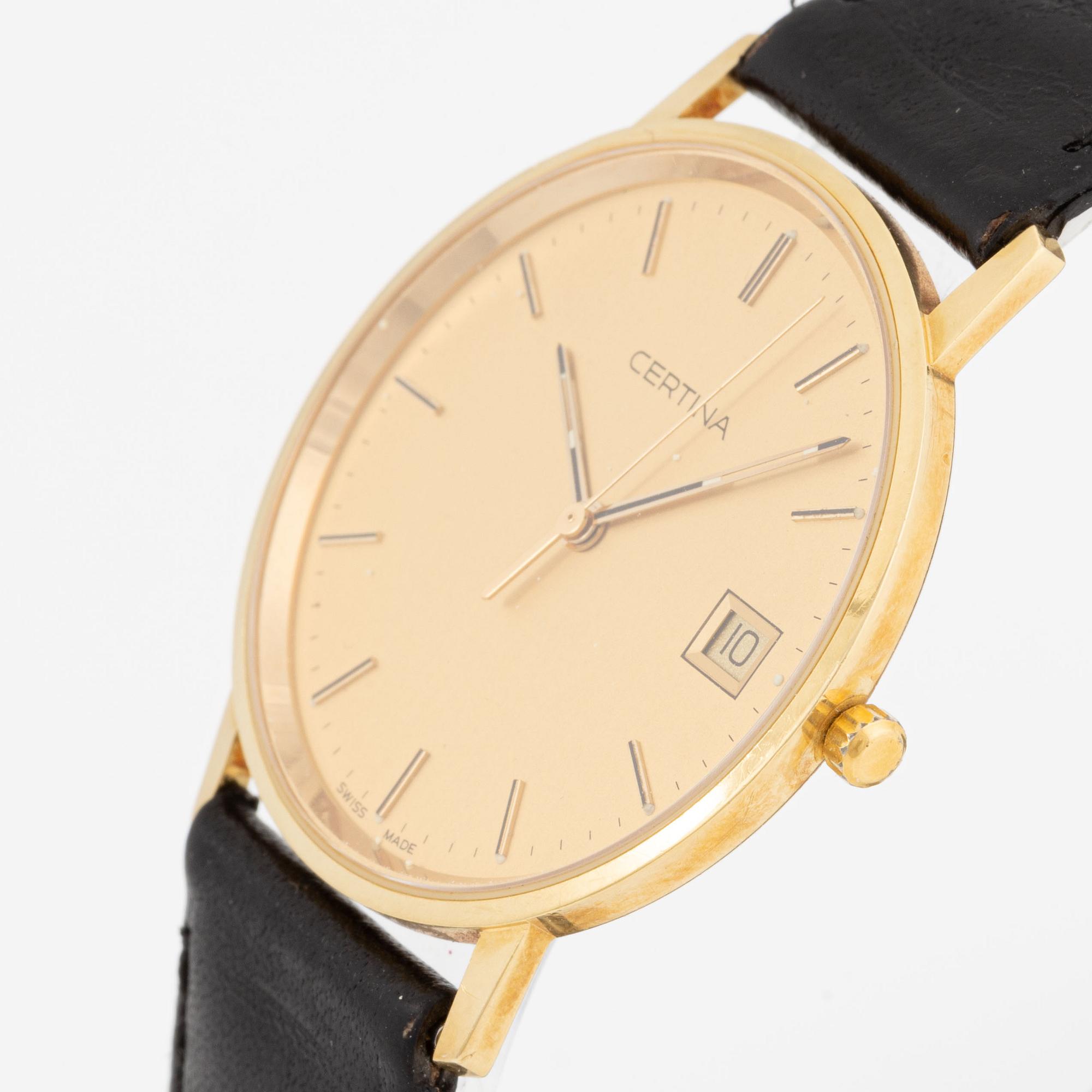 Certina, armbandsur, 18K guld, 33,5 mm.